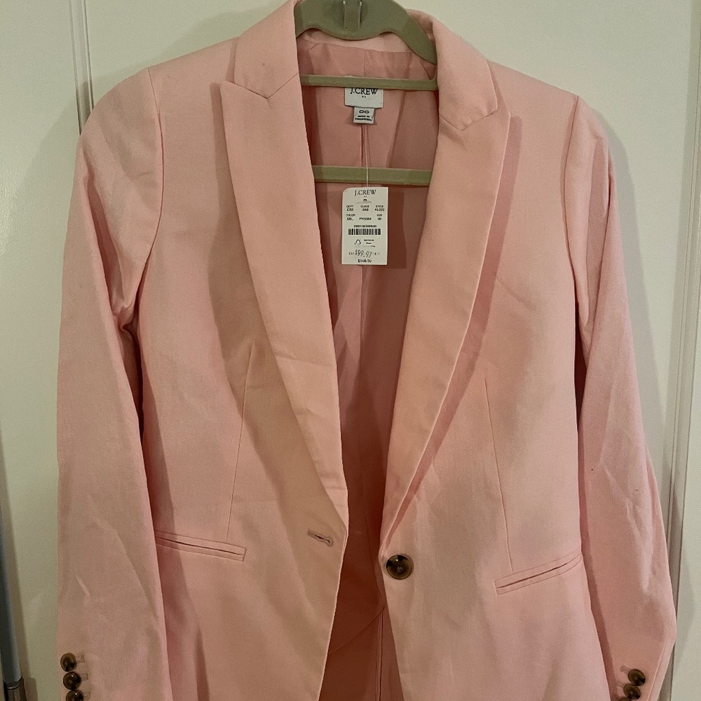 Light Pink Linen-Blend Blazer 00